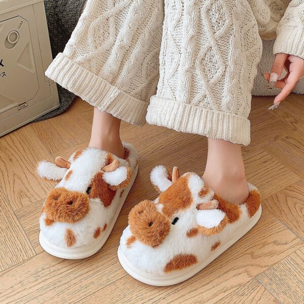 yellow color cow bedroom slippers for womens