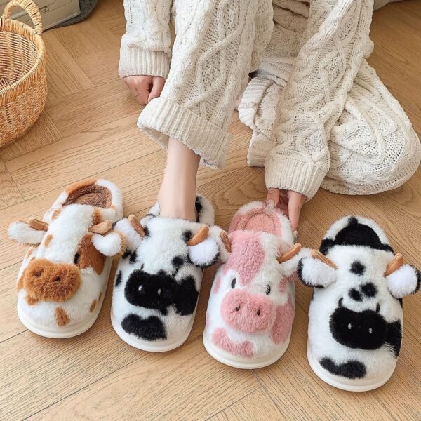 colorful cute cow winter slippers
