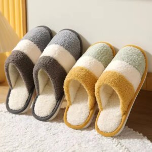 Customized Three Color Stripes Slippers Indoor